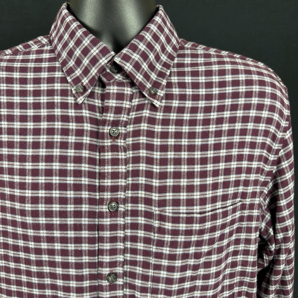 Jos A Bank Comfort Stretch Tailored Fit Plaid Flannel Button Shirt Men Medium